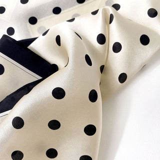 Classic Polka Dots Bandana Silk Scarf for Women | 100% Silk Neckerchief | Silk Hair Scarf