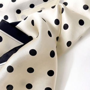 Classic Polka Dots Small Silk Scarf | 100% Silk Bandana | Silk Neckerchief | Silk Hair Scarf