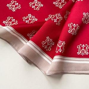 Classic Red Crown Small Silk Square Scarf | Silk Neckerchief | Silk Bandana | Silk Head Scarf