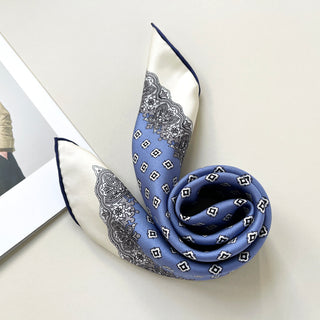 65 Cerulean Blue Silk Square Scarf for Women and Men | Silk Neckerchief | Silk Bandana Scarf | Silk Head Scarf