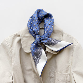 65 Cerulean Blue Silk Square Scarf for Women and Men | Silk Neckerchief | Silk Bandana Scarf | Silk Head Scarf