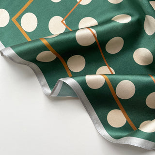 53 Jade Green Polka Dot Silk Bandana | Silk Neckerchief | Small Silk Square | Silk Hair Scarf