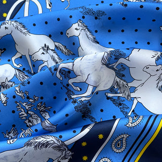 Classic Horse Riding Square Silk Scarf for Men | Silk Neckerchief | Men's Silk Scarf