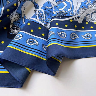 Classic Horse Riding Square Silk Scarf for Men | Silk Neckerchief | Men's Silk Scarf