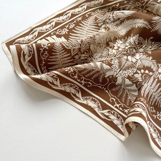 Botanic Leaves Silk Bandana Scarf | Silk Neckerchief | Silk Hair Scarf | Small Silk Scarf