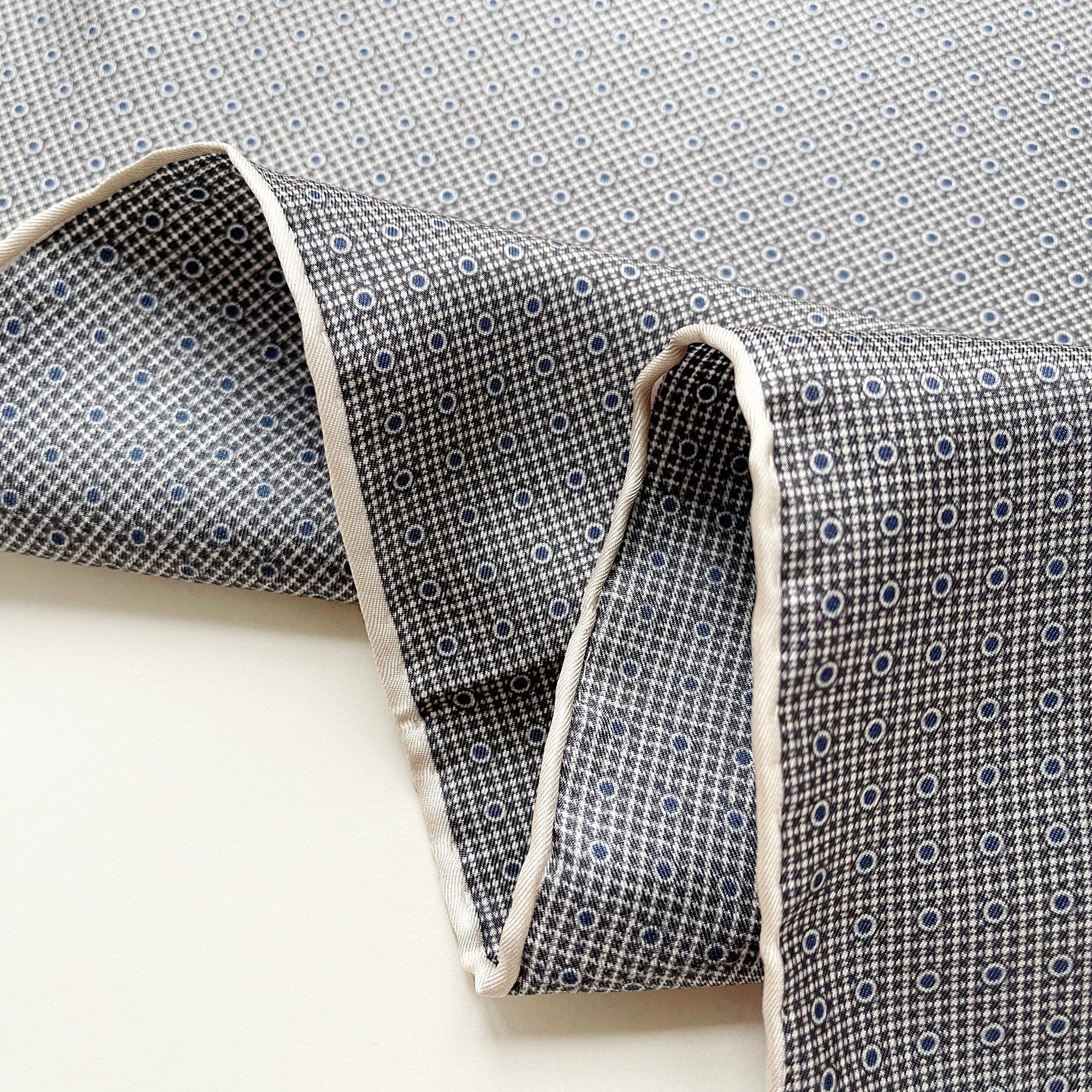 Classic Checks and Dots Silk Neckerchief | Men's Silk Square Scarf | Silk Bandana