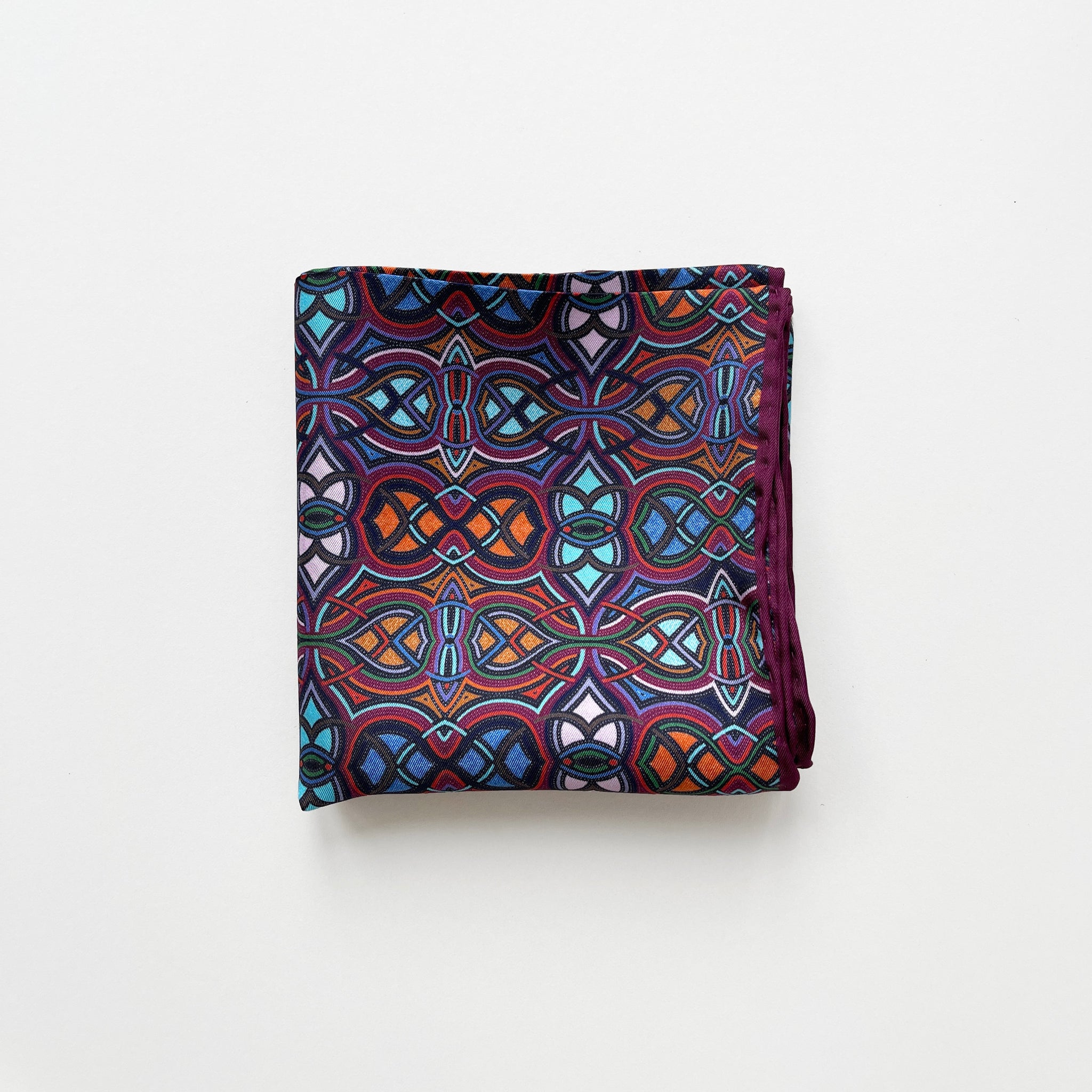 Abstract Intricate Geometric Silk Scarf for Men & Women | Silk Neckerchief | Silk Bandana | Silk Head Scarf