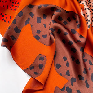 Leopard Square Silk Scarf | Silk Bandana | Silk Head Scarf