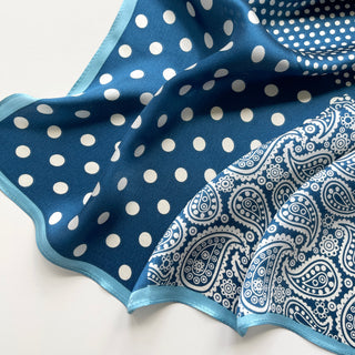 Classic Paisley Polka Dots Silk Bandana Scarf | Unisex Silk Neckerchief | Silk Head Scarf | Silk Neck Scarf