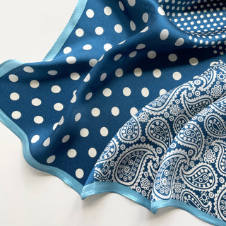 Classic Paisley Polka Dots Silk Neckerchief | Silk Bandana Scarf | Silk Head Scarf | Silk Neck Scarf