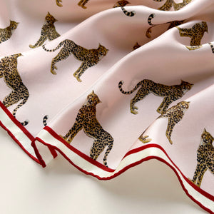 Leopard Print Square Silk Scarf for Women & Men | Silk Neckerchief | Silk Bandana | Silk Head Scarf | Silk Neck Scarf