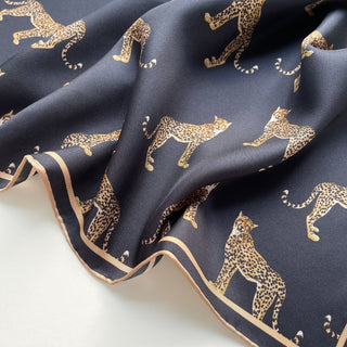 Leopard Print Silk Scarf | Square Silk Neckerchief & Bandana for Women & Men | Hand-Rolled Silk Twill