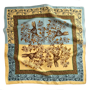 Vintage Vibe Bunny 100% Silk Scarf | Silk Bandana | Silk Hair Scarf | Silk Neckerchief