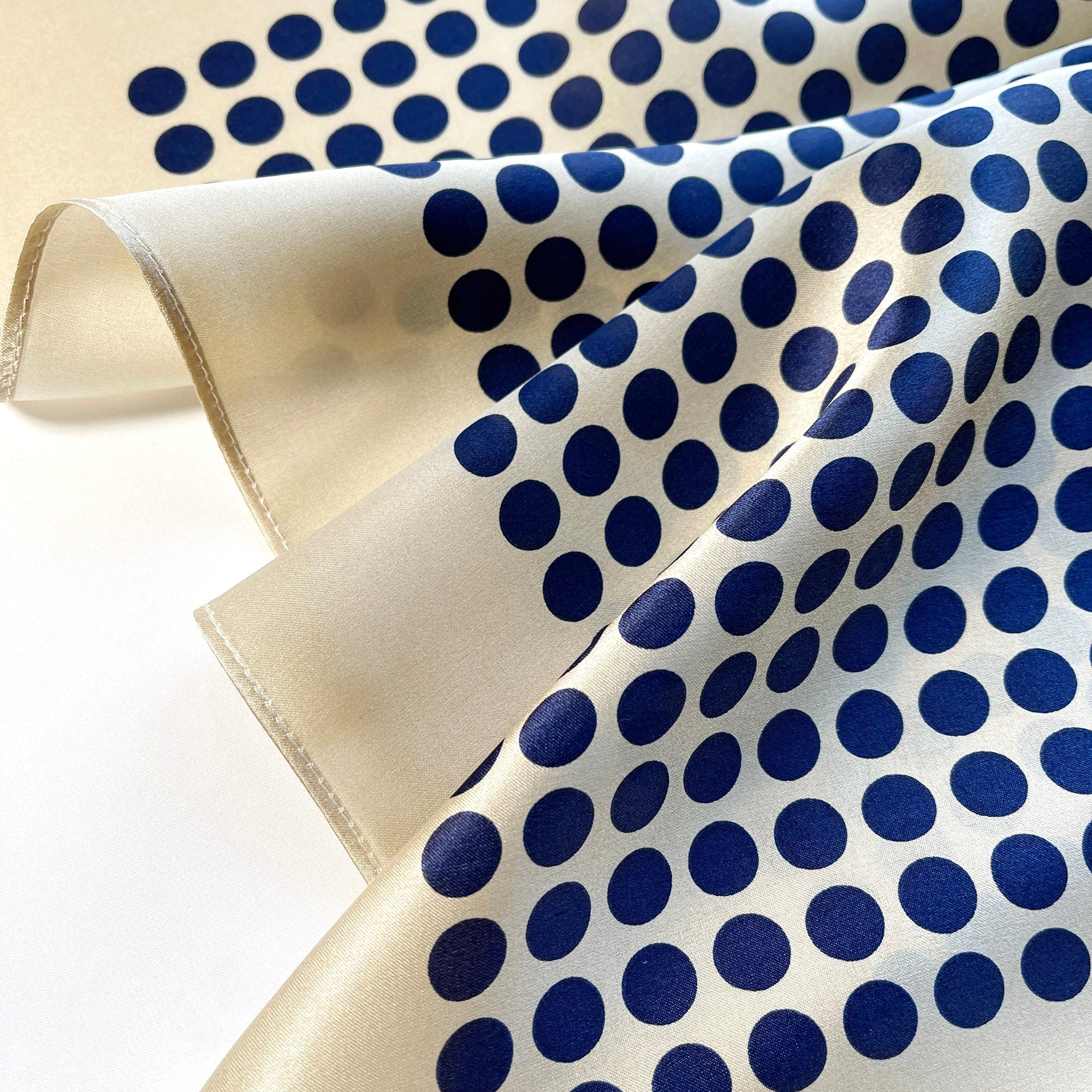 Classic Polka Dots Pattern 100% Silk Bandana Scarf | Silk Hair Scarf | Silk Neckerchief | Silk Square Scarf