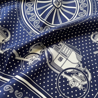 Classic Vintage Carriage Print Silk Bandana – Unisex 100% Silk Neckerchief for Men & Women