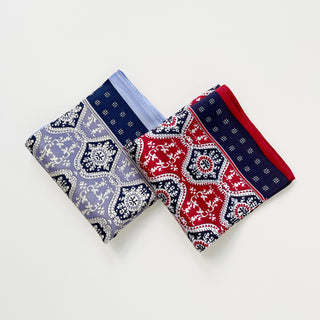 Classic Unisex Bandana Silk Scarf with Geometric Floral Pattern | Men's Silk Neckerchief