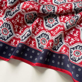 Classic Unisex Bandana Silk Scarf with Geometric Floral Pattern | Men's Silk Neckerchief