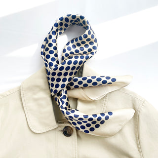 Blue Classic Polka Dots Silk Scarf - 65cm Women's Bandana Scarf