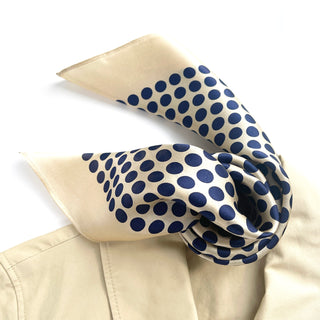 Blue Classic Polka Dots Silk Scarf - 65cm Women's Bandana Scarf