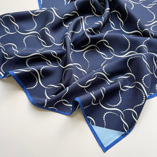 65 Navy Blue Silk Square Scarf with Hand-Rolled Edges | Silk Bandana Scarf | Silk Neck Scarf