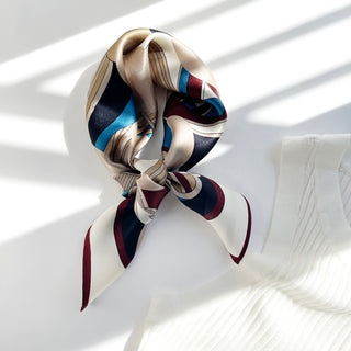 Bauhaus Print Small Silk Scarf | 100% Silk Neckerchief | Silk Bandana | Silk Hair Scarf