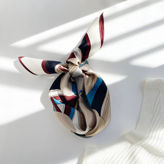 Bauhaus Print Small Silk Scarf | 100% Silk Neckerchief | Silk Bandana | Silk Hair Scarf