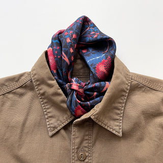 Floral Silk Bandana Scarf with Hand-Rolled Edges | Men's Silk Neckerchief | 100% Silk Twill