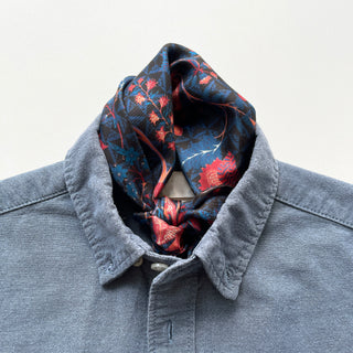 Floral Silk Bandana Scarf with Hand-Rolled Edges | Men's Silk Neckerchief | 100% Silk Twill