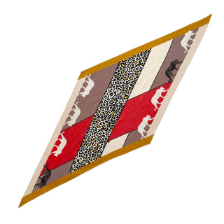 Leopard Diamond-Shaped Cashmere Silk Scarf in 2 Colours | Luxury Designer Scarf