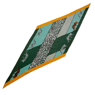 Leopard Diamond-Shaped Cashmere Silk Scarf in 2 Colours | Luxury Designer Scarf