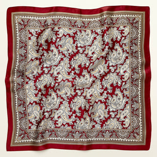 Dark Red Paisley Silk Scarf - 53cm Men's Neckerchief