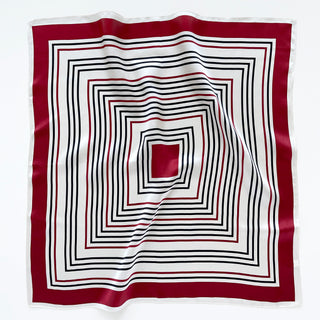 Red Geometric Maze Silk Scarf - 53cm Women's Bandana