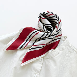 Red Geometric Maze Silk Scarf - 53cm Women's Bandana