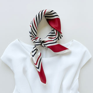 Red Geometric Maze Silk Scarf - 53cm Women's Bandana