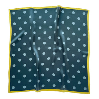 Teal Green Classic Polka Dots Silk Scarf - 65cm Women's Bandana Scarf