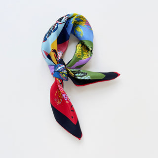 Colourful Edgy Snake Silk Scarf - 53cm Hand-rolled Unisex Bandana