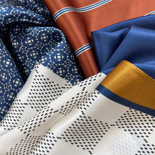 Back in Stock Soon | Classic Geometric Men's Silk Scarf | Silk Men's Neckerchief | Silk Bandana