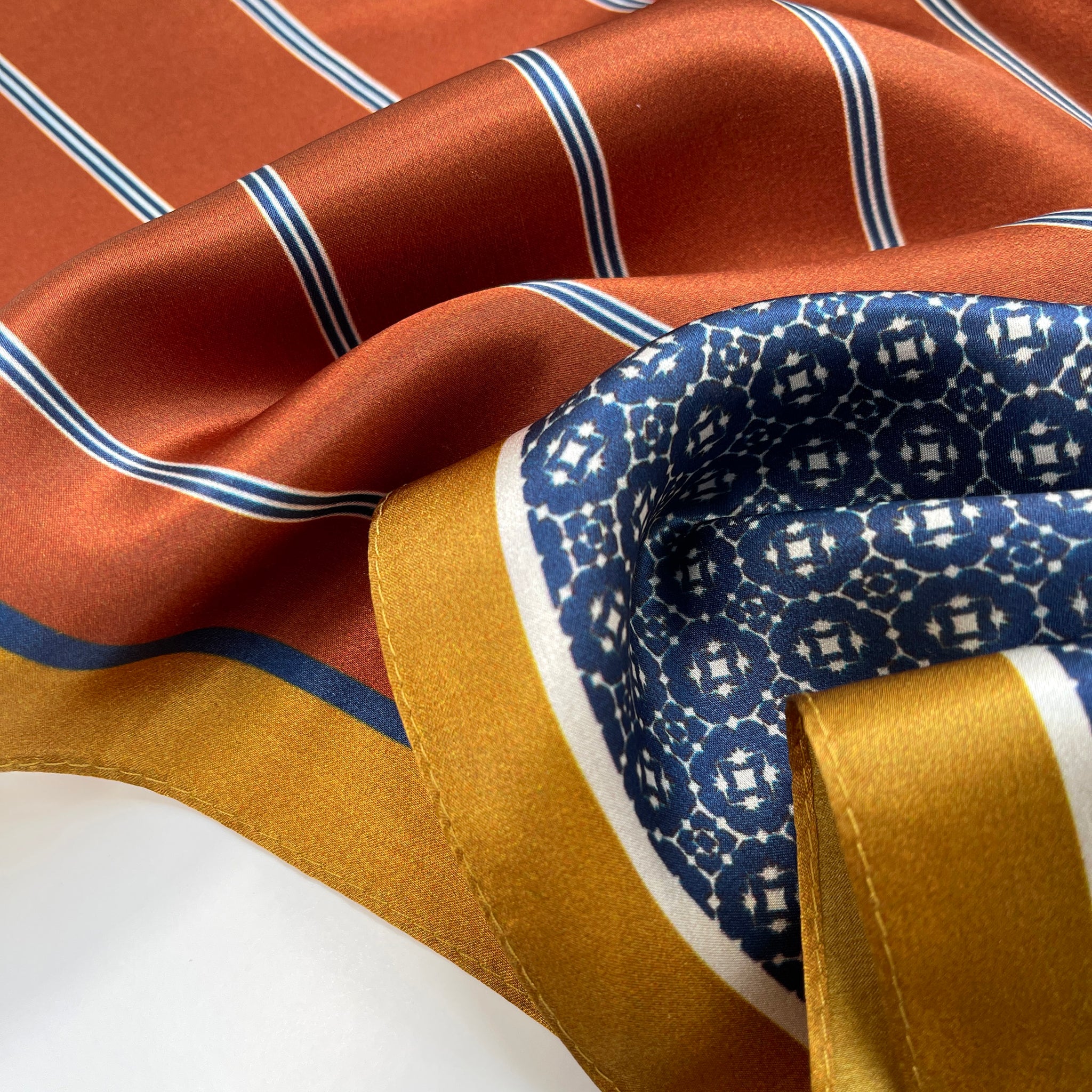 68cm Classic Geometric Men's Silk Scarf | Silk Men's Neckerchief | Silk Bandana