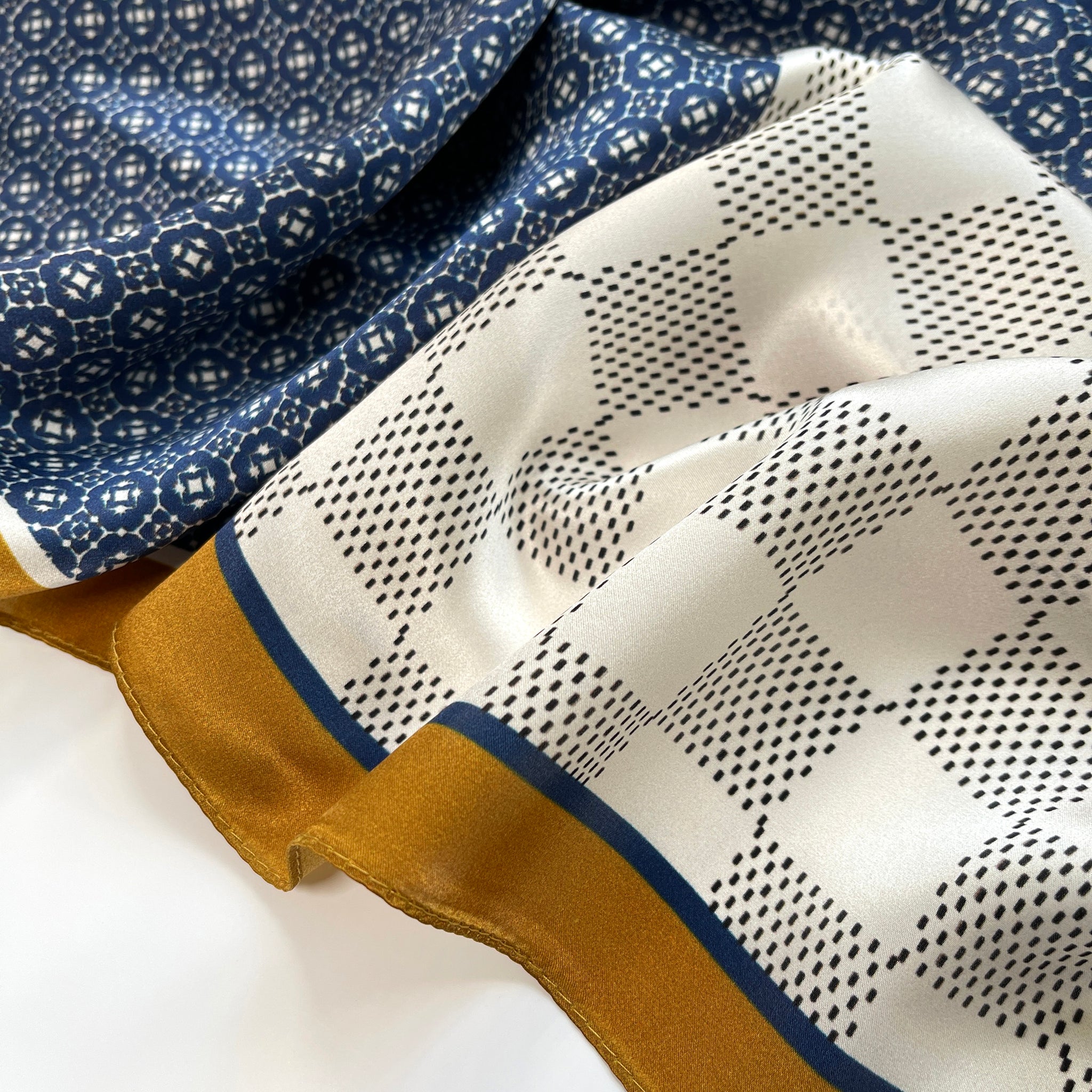 68cm Classic Geometric Men's Silk Scarf | Silk Men's Neckerchief | Silk Bandana
