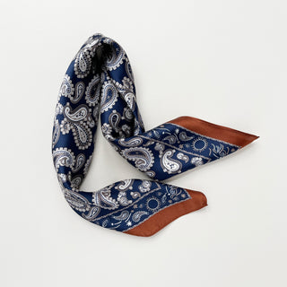 Navy Blue Heritage Paisley Silk Scarf - 53cm Unisex Bandana