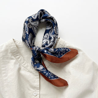 Navy Blue Heritage Paisley Silk Scarf - 53cm Unisex Bandana