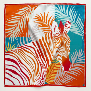 Vibrant Jungle Bloom Silk Scarf - 53cm Double-sided Women's Bandana