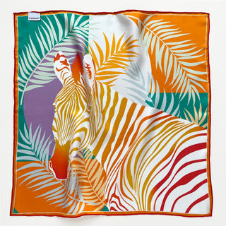 Vibrant Jungle Bloom Silk Scarf - 53cm Double-sided Women's Bandana