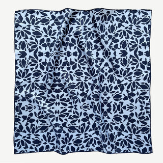 Blue Melody Silk Scarf - 65cm Hand-rolled Unisex Bandana Square