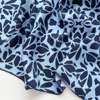 Blue Melody Silk Scarf - 65cm Hand-rolled Unisex Bandana Square