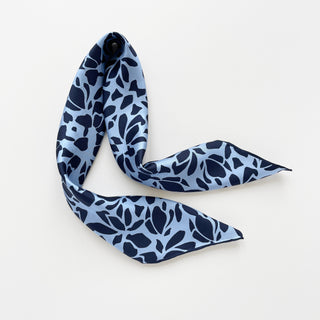 Blue Melody Silk Scarf - 65cm Hand-rolled Unisex Bandana Square