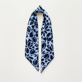 Blue Melody Silk Scarf - 65cm Hand-rolled Unisex Bandana Square