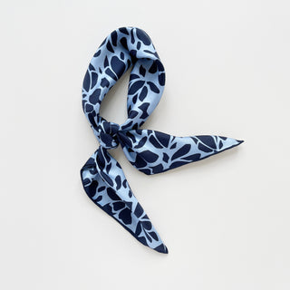 Blue Melody Silk Scarf - 65cm Hand-rolled Unisex Bandana Square