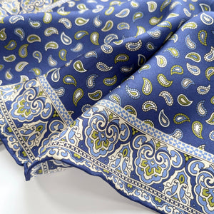 a rich blue paisley pattern silk neckerchief/bandana scarf