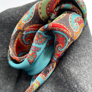 Carré Foulard Boho-chic 100% Soie | Foulard en soie | Écharpe de cou en soie | Bandana en soie